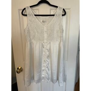 NWT Belinda Large Dress Womens Lace Floral White Short Sleeve Button Up Lined